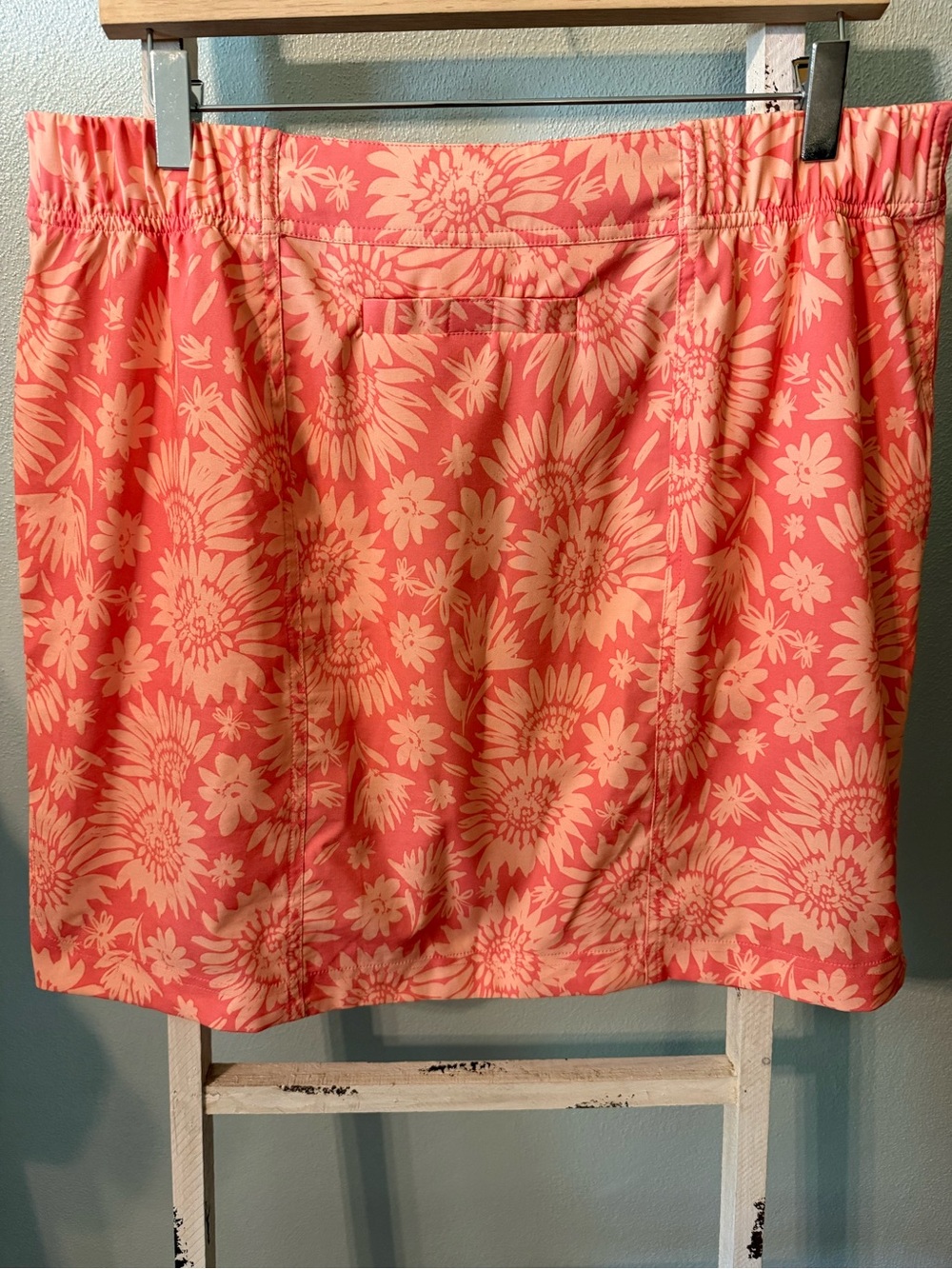 Rip Skirt Hawaii Coral Orange Floral Drawstring Skirt Swim Size L Women Pockets - Picture 3 of 8